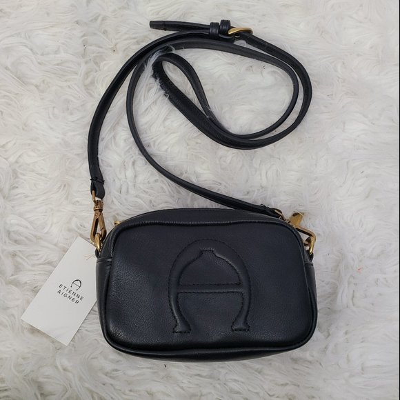 Etienne Aigner Black Leather Adeline Mini Crossbody Camera Bag - Picture 2 of 10